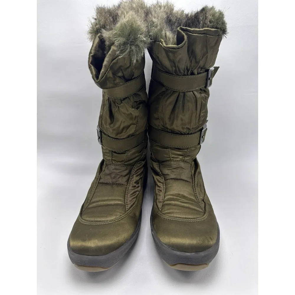 Pajar Womens Green Round Toe Mid-Calf Shearling Style Boots Size EU 39 US 8